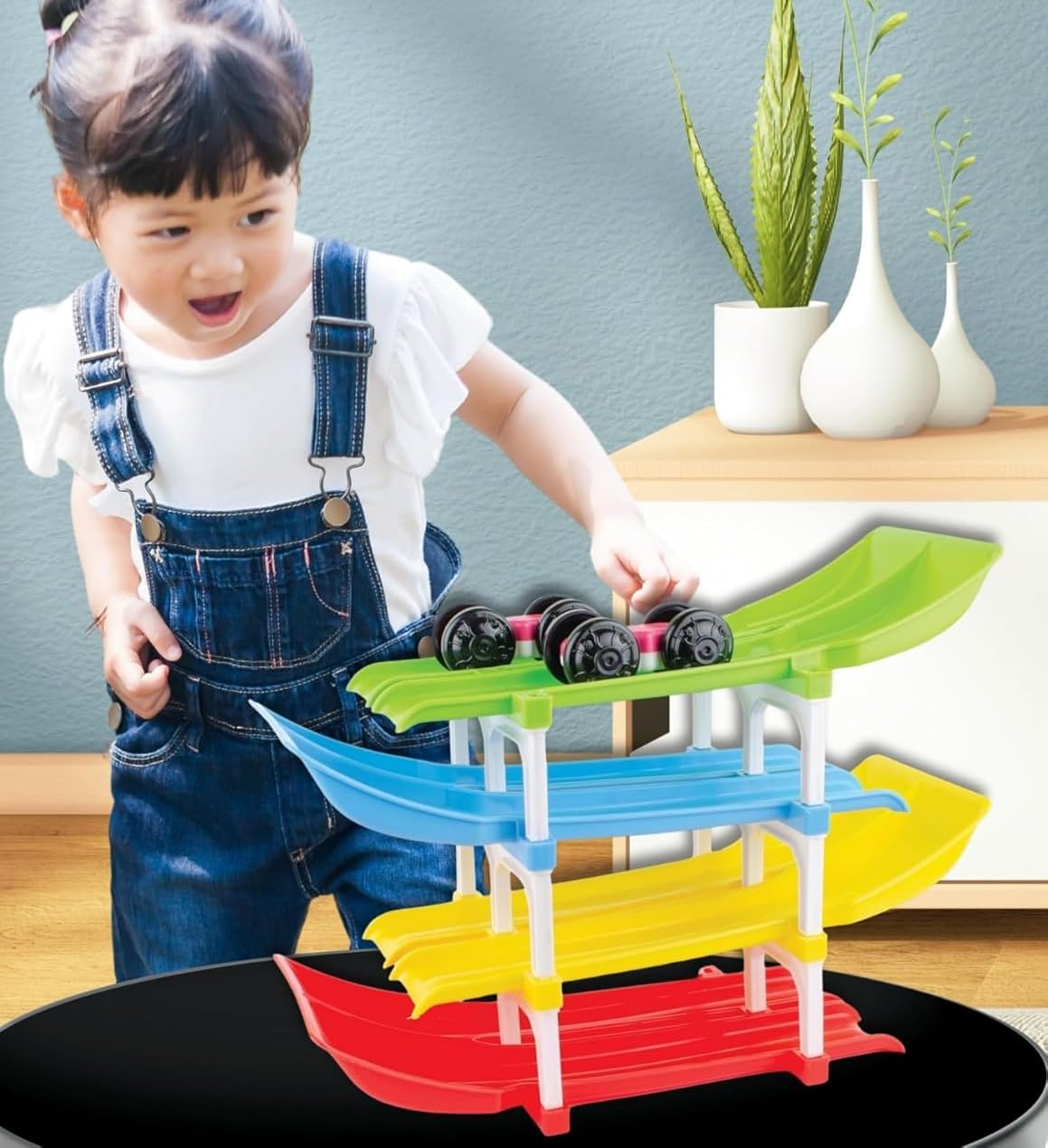 The New JoyMates 4 Ramp & 2 Cars Ramp Racer up The Excitement : Racer Ramp Car Toy for Boys and Girls.