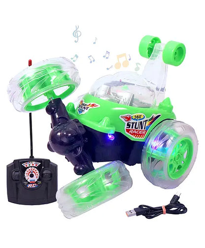 JoyMates New Remote Control Stunt Car with 360° Rotating Wheels, Rechargeable High-Speed RC Car with LED Lights (Rendon Color Will Be Send)