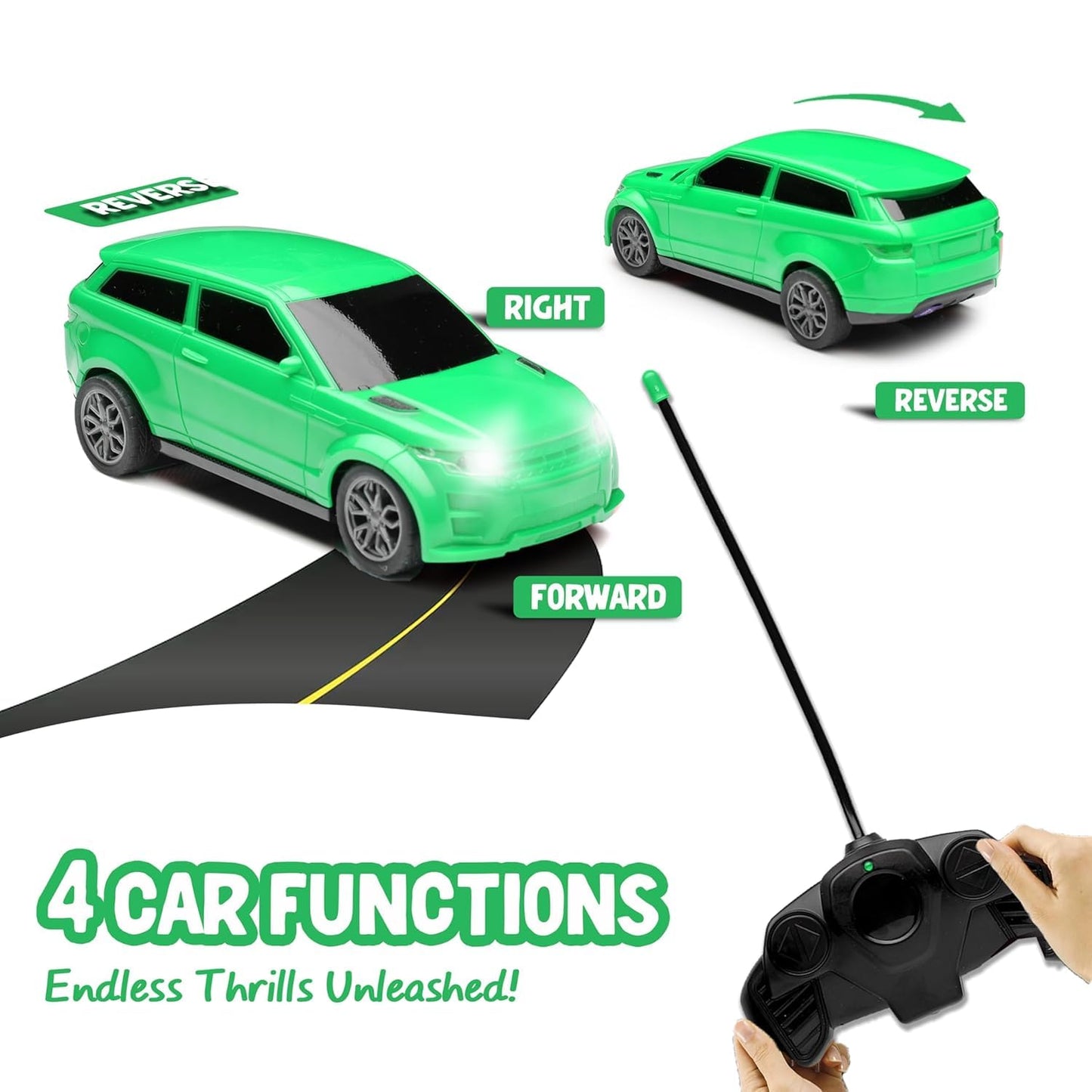 JoyMates New Rechargeable High-Speed Remote Control Car with LED Lights & USB Charging | Durable RC Toy Car for Kids – (Random Color Sent)