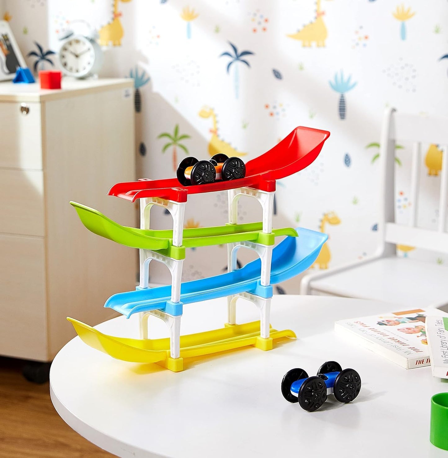 The New JoyMates 4 Ramp & 2 Cars Ramp Racer up The Excitement : Racer Ramp Car Toy for Boys and Girls.