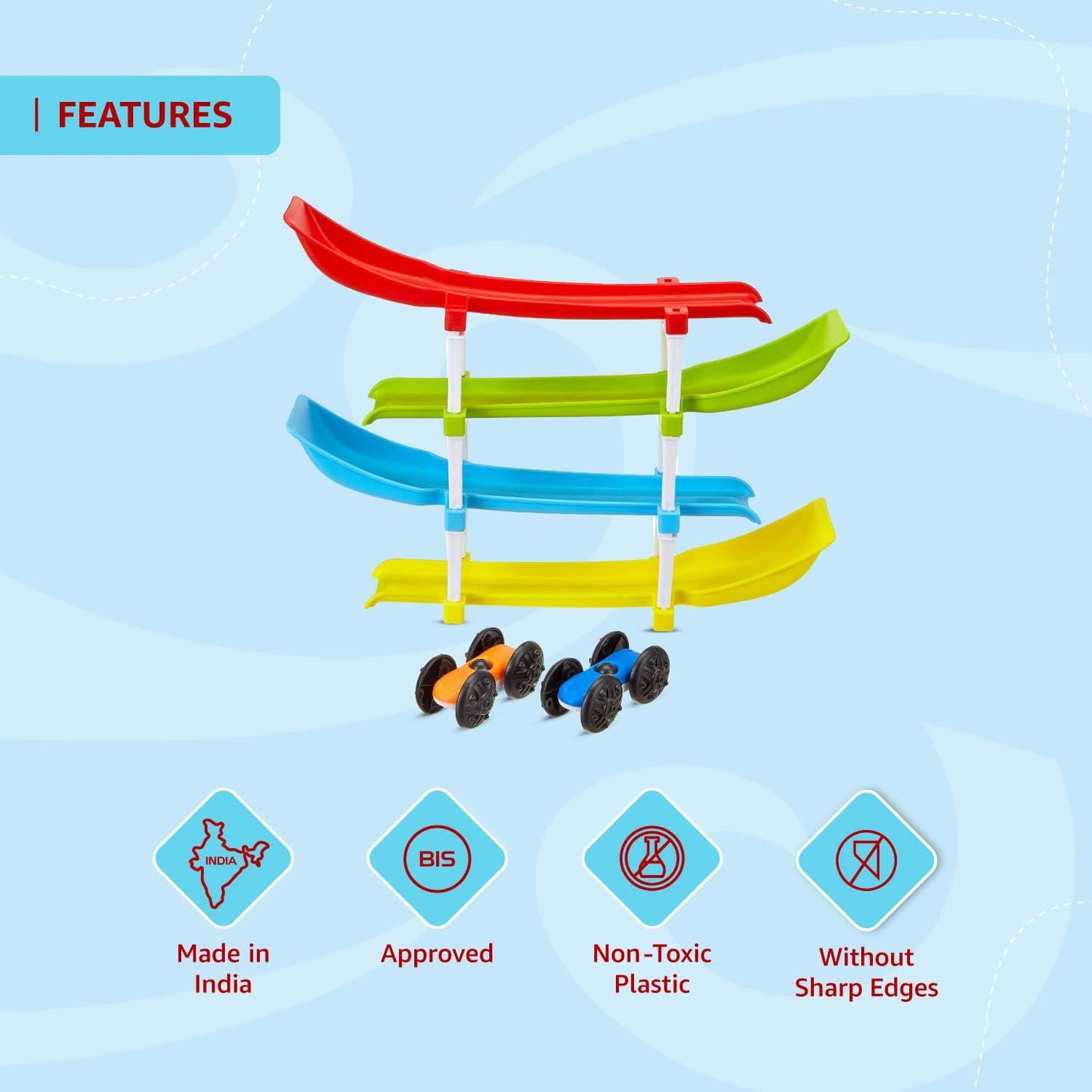 The New JoyMates 4 Ramp & 2 Cars Ramp Racer up The Excitement : Racer Ramp Car Toy for Boys and Girls.