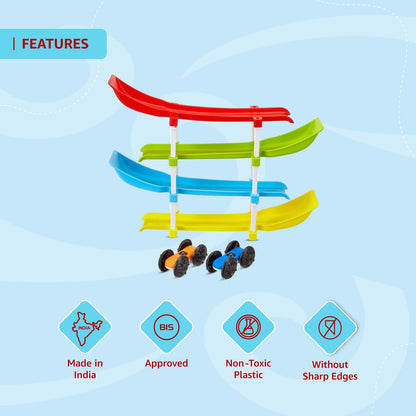 The New JoyMates 4 Ramp & 2 Cars Ramp Racer up The Excitement : Racer Ramp Car Toy for Boys and Girls.