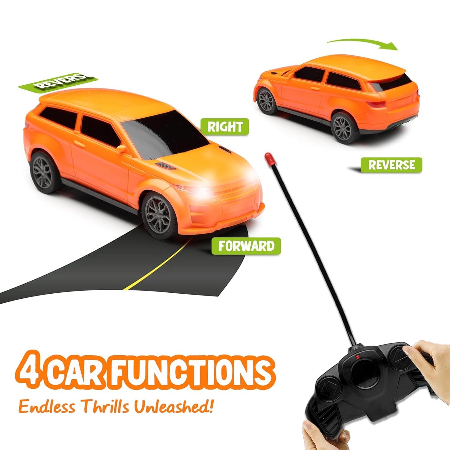 JoyMates New Rechargeable High-Speed Remote Control Car with LED Lights & USB Charging | Durable RC Toy Car for Kids – (Random Color Sent)