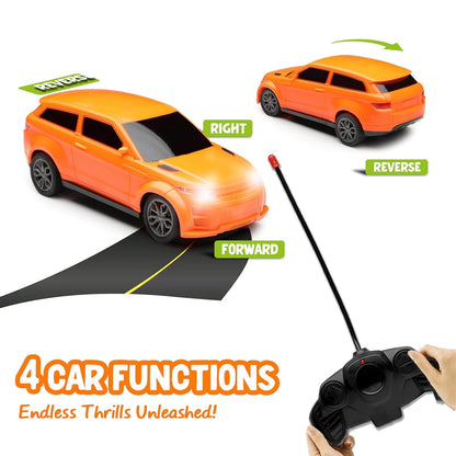 JoyMates New Rechargeable High-Speed Remote Control Car with LED Lights & USB Charging | Durable RC Toy Car for Kids – (Random Color Sent)