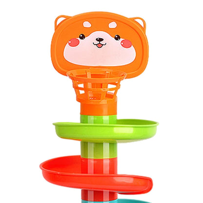 Joy Mates Colorful Lion Spiral Ball Drop and Roll Tower Toy with 3 Rolling Balls and Multi-Level Swirling Ramps for Early Development of Kids