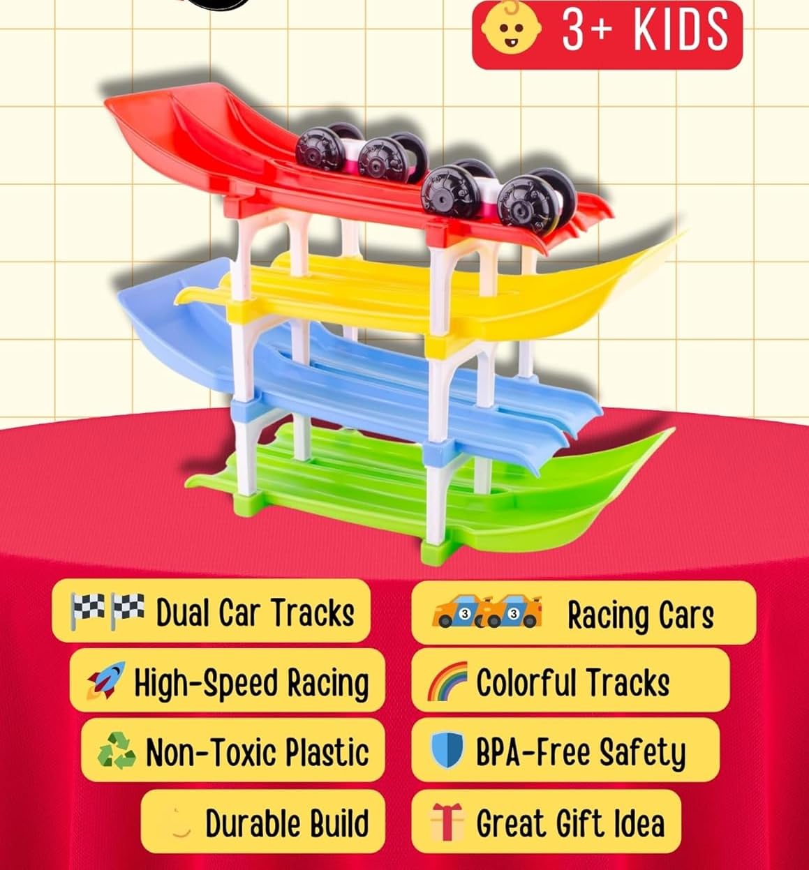 The New JoyMates 4 Ramp & 2 Cars Ramp Racer up The Excitement : Racer Ramp Car Toy for Boys and Girls.